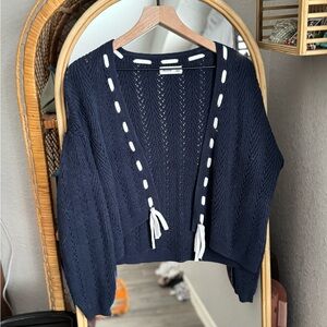 Hollister Navy Blue Open-Knit Cardigan